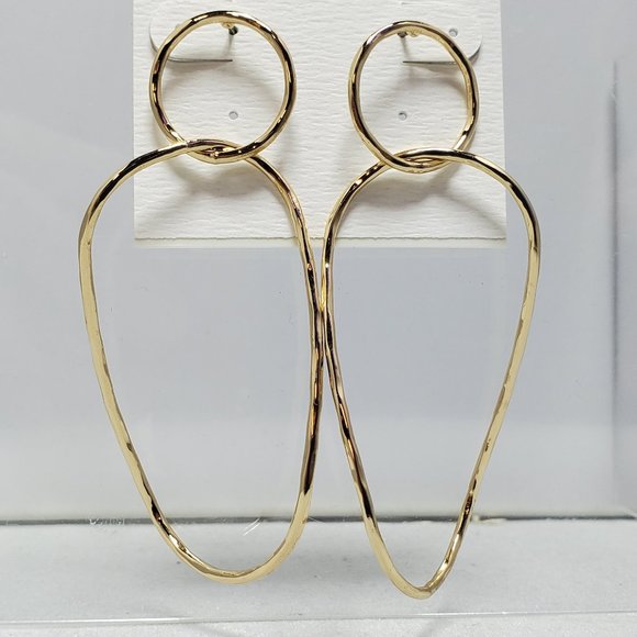 French Connection Large Interlock Drop Earrings (Gold) - Picture 2 of 3
